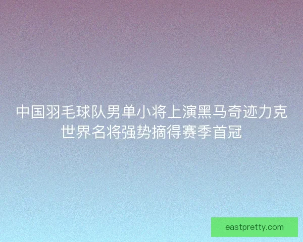 中国羽毛球队男单小将上演黑马奇迹力克世界名将强势摘得赛季首冠